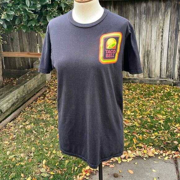 Taco Bell T-Shirt Black Crew Neck Graphic Retro Style Logo Women's Medium - Picture 1 of 9